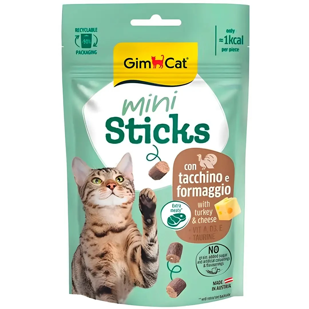 GimCat Kedi Ödülü Hindili ve Peynirli Mini Sticks 50 Gr